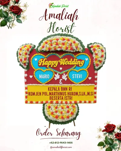 Karangan Papan Bunga Pernikahan di Dasan Agung